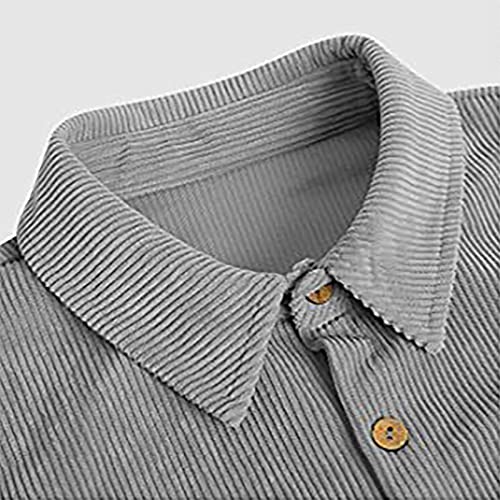 Image of utcoco Mens Corduroy Button Down Shirt Casual Relaxed-Fit Lapel Long Sleeve Jacket for Men