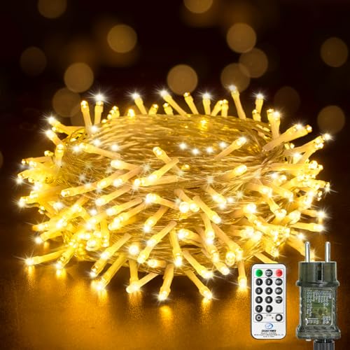 LED Weihnachtsbaumbeleuchtung mit Fernbedienung 28 btfarm 10M 100 LED Lichterkette Außen Strom mit Fernbedienung, Timer...