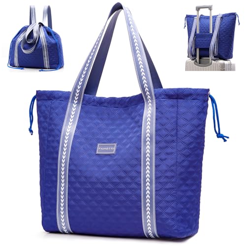 FIORETTO Womens Quilted Travel Tote Bag Duffle Bag with Trolley Sleeve