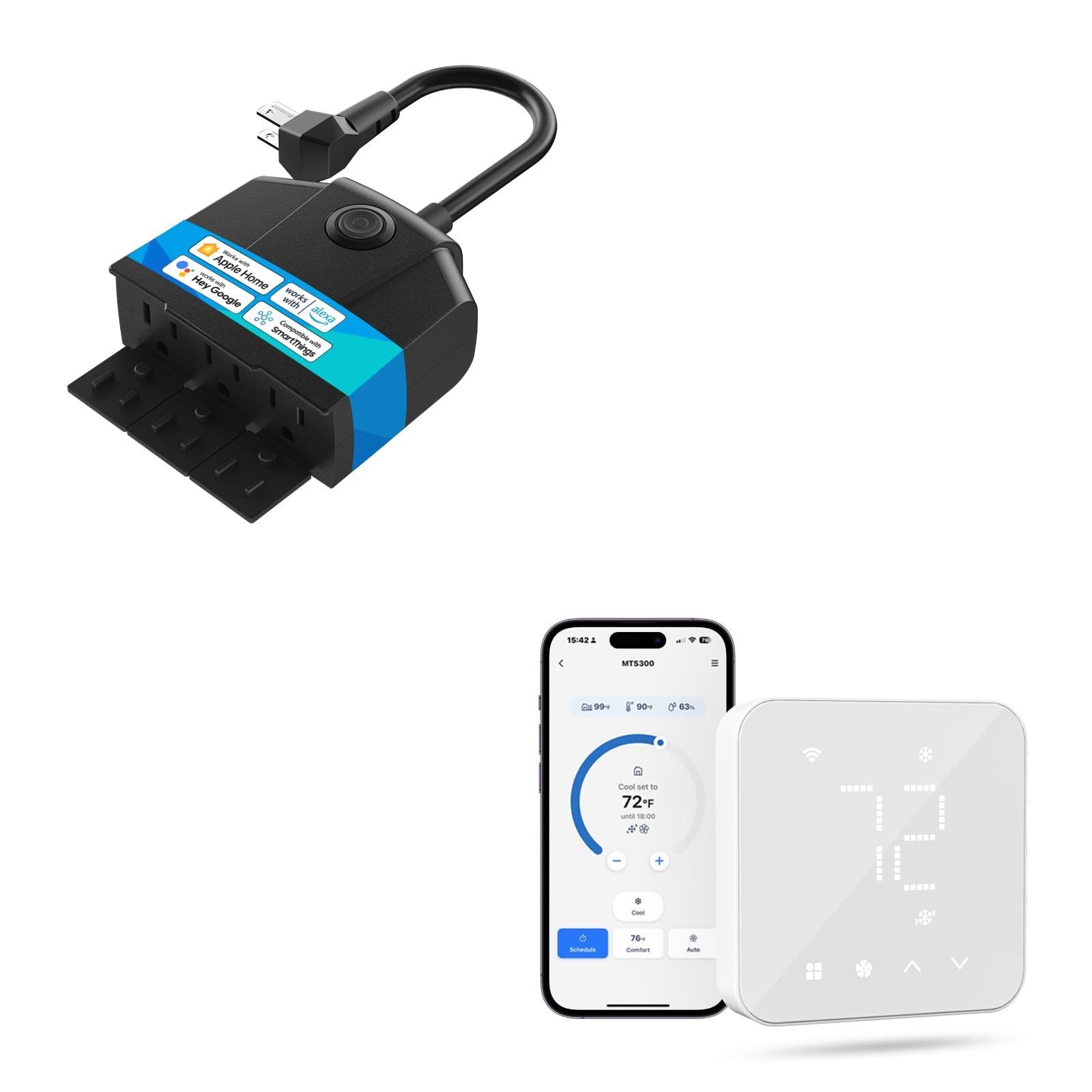 meross Outdoor Smart Plug and Matter Smart Thermostat
