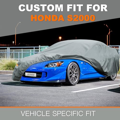 Image of Kayme Heavy Duty Car Cover Custom Fit Honda S2000, Waterproof All Weather for Automobiles, Full Exterior Covers Sun Rain UV Protection.