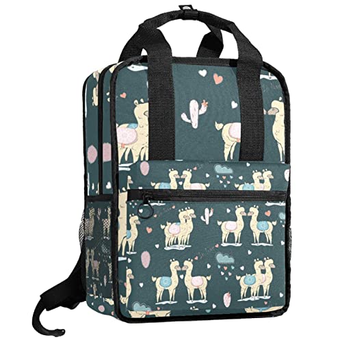 Sac à dos garçons et filles motif lama avec bretelles réglables