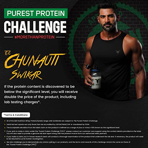 Image of BOLT 100% Whey Protein Isolate|28g Protein Per Serve|With Superfood PHYCOCYANIN|USA Origin & Formulation|Muscle Building|Bone Strength,Immunity,Healthy Skin,Hair & Nails|5LB, 2.268 kg (69 Serving) (Martani Strawberry)