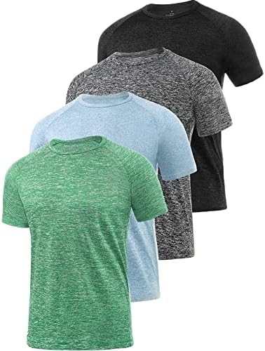 Ullnoy 3-4 Pack Men’s Dry Fit T Shirt Moisture Wicking Athletic Tees Exercise Short Sleeves Gym Workout Top