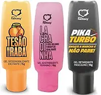 Kit 3 Gel Lubrificante Casal Esquenta Beijável Dessensibiliza Redutor Feminino Massageador Kamin