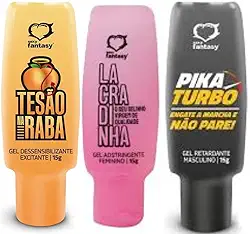 Kit 3 Gel Lubrificante Casal Esquenta Beijável Dessensibiliza Redutor Feminino Massageador Kamin