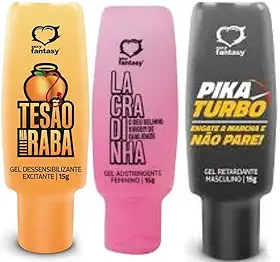 Kit 3 Gel Lubrificante Casal Esquenta Beijável Dessensibiliza Redutor Feminino Massageador Kamin