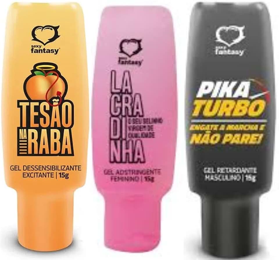 Kit 3 Gel Lubrificante Casal Esquenta Beijável Dessensibiliza Redutor Feminino Massageador Kamin