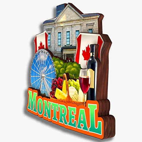 Imán decorativo para refrigerador Montreal Canadá madera miniatura 3