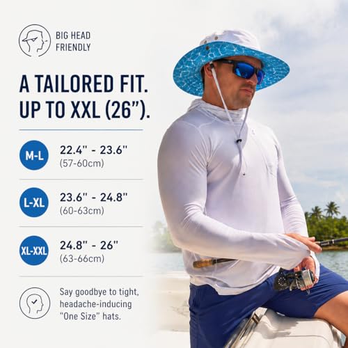 Image of TOP-EX UVCoolix Cooling UPF50+ Wide Brim Sun Hat, Waterproof, Big Head | cooling sweatband, waterproof, water resistant, UV protection, wide brim, breathable, big-head fit, fishing, hiking, beach