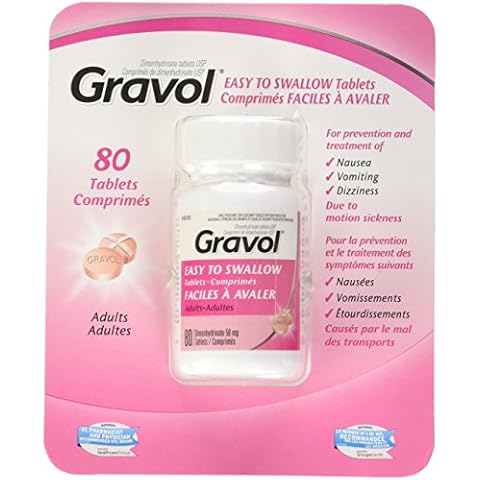 Gravol Easy To Swallow 80 Tablets Filmkote Antinauseant For Nausea, Vomiting, Dizziness and Motion Sickness 50 Milligram Cover