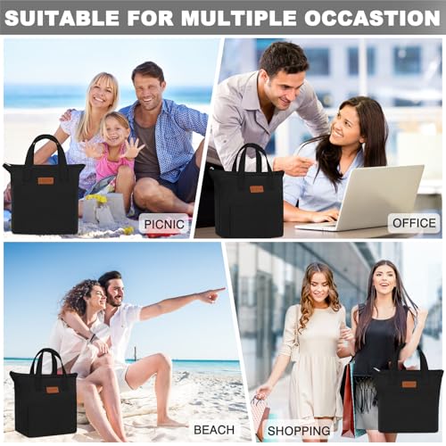 Kubya REUSABLE LUNCH BAGS-BLACK Lunch Box For Women, Lunch Bag For Women Men Adult Simple Lunchbox Reusable Lunchbag Insulated Lunch Boxes Large Capacity Cute Lunch Tote Bag thumb #7