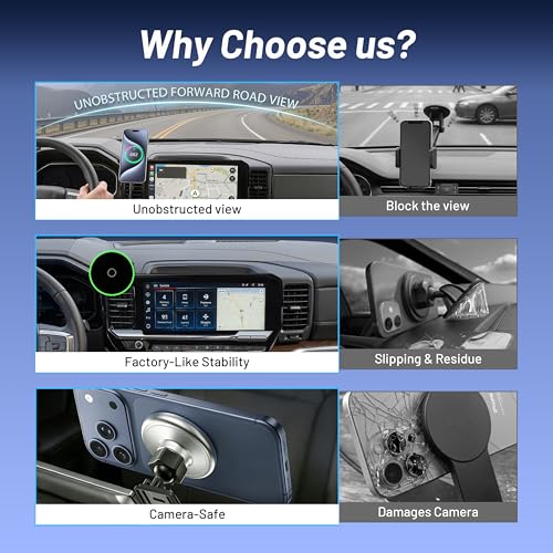 Image of Phone Holder for Chevy Silverado 1500 /2500 /3500 (2022-2026,ONLY Fits 13.4 inch Screen) /GMC Sierra, MagSafe Car Mount, 15W Magnetic Wireless Charger, 360 Rotating, Hands Free, Car Accessories Interior