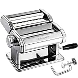 FRANDEK Nudelmaschine Pastamaker mit 2 Klingen und 8 Dicken, Edelstahl Frische Manuelle Pasta Maker Maschine mit Befestigungsklammern für Spaghetti Nudeln Lasagne, Verstellbar