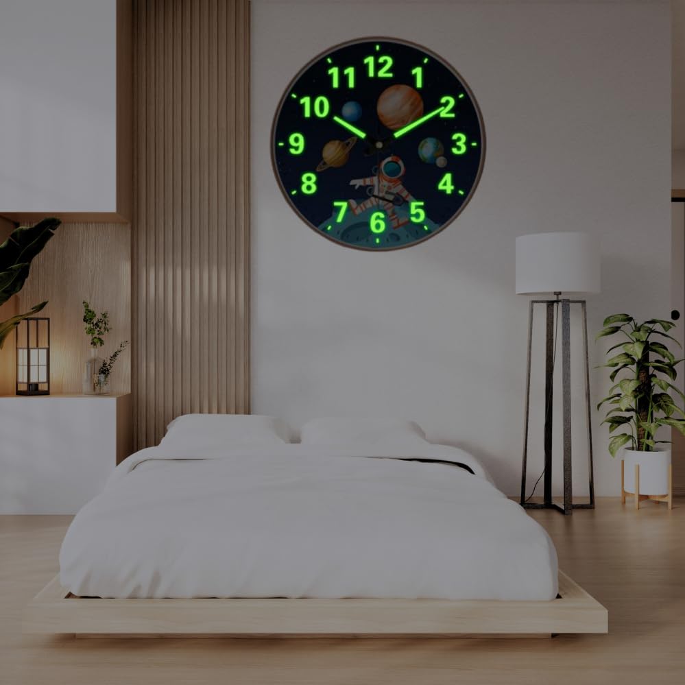 Image of STAR WORK 12 inch Inch Square Silent Non-Ticking Quartz Movement Wall Clock with Analog & Digital Display | Easy-to-Read Numbers | Modern Design for Living Room, Bedroom or Office (R-Fly Venus)