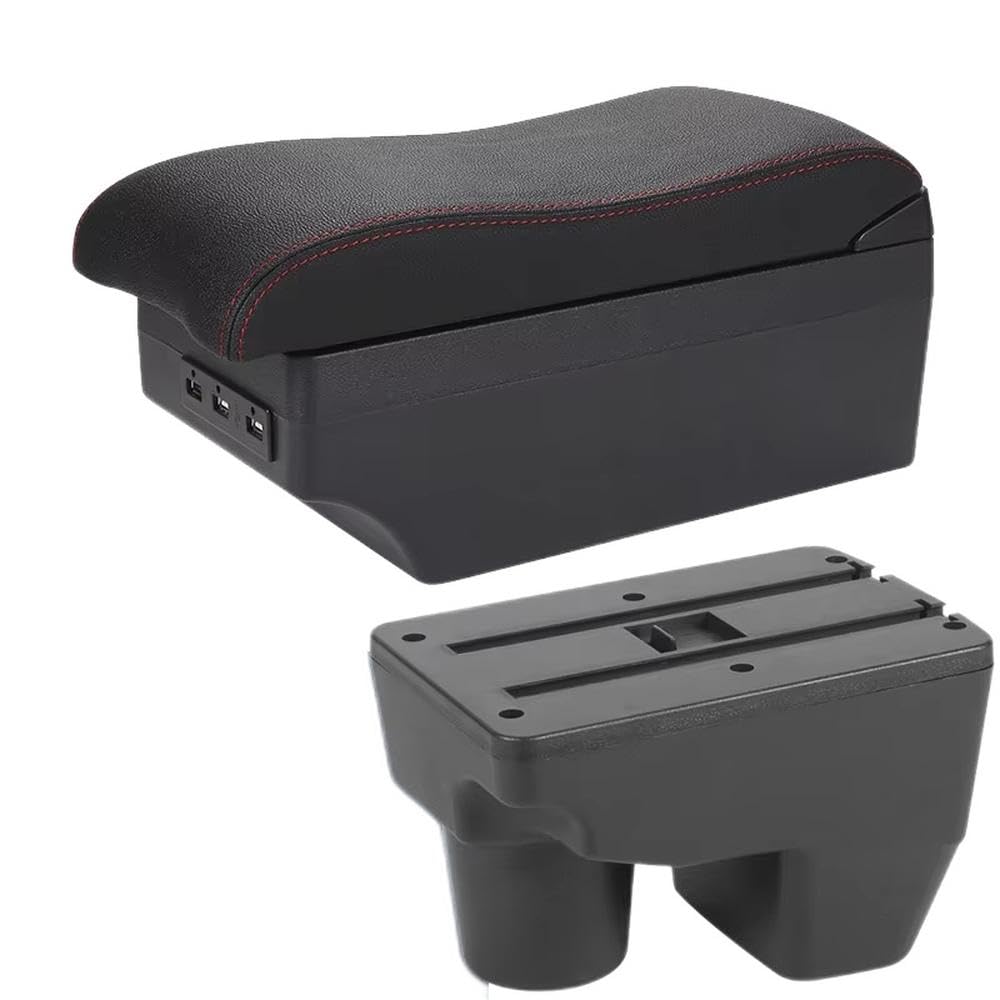 Fsozdbbpl A1 Black Red 7Usb For Toyota Yaris For Yaris Elegant 2021-2024 Car Armrest Box Storage Box Curved Surface Leather Interior Parts