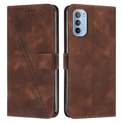 Étui rabat Moto G Stylus 5G 2022 marron résistant aux chocs avec porte-carte intégré