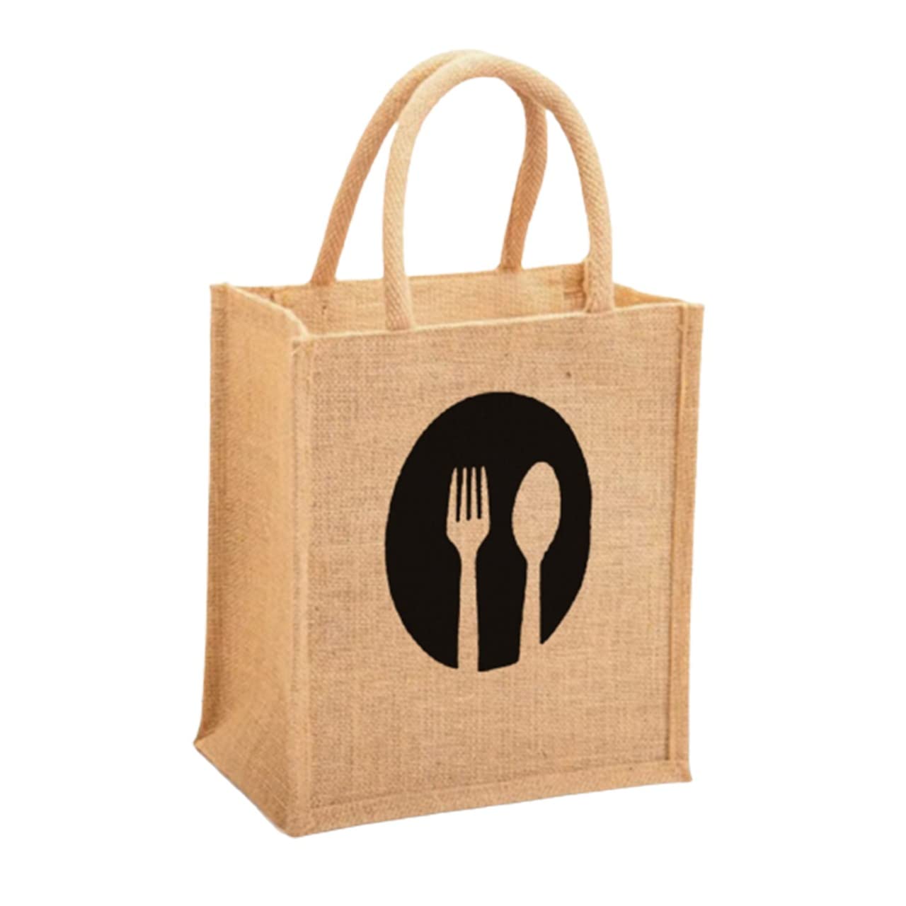 Rupanjali Jute Lunch Bag for Tiffin Box, Water Bottle, with Big Inside Zipper Pocket for Accessories | Jute Lunch Bag for Men & Women (Size 11X9X6 inch) (spoon) (B0B3XDJV34) Amazon Price History, Amazon Price Tracker