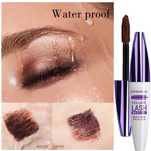 5D Primer Waterproof Mascara - Brown Mascara Long Lasting Thick - Smudge-Proof Fiber Mascara - Natural Length Durable Curling Mascara - My Amazing Lashes Mascara - on Halloween Christmas Stage (Brown) - Image 6