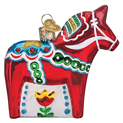 Old World Christmas Swedish Dala Horse Glass Blown Ornaments For Christmas Tree #TOP2