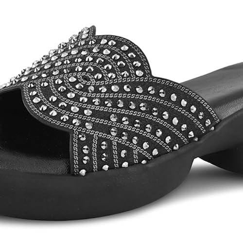 Image of Centrino Women's Sandals | Stylish Slip-On Sandals for Ladies |Elegant Slide Sandals with Butterfly Studded Embellishment Design | Lightweight and Durable Fashion Footwear (9310)