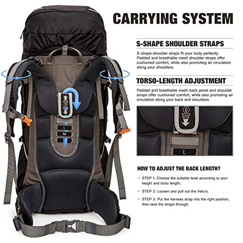 Aveler 65Liters 80Liters Water Resistance Nylon Internal Frame Hiking Backpack With Intergated Rain Cover Large #TOP3