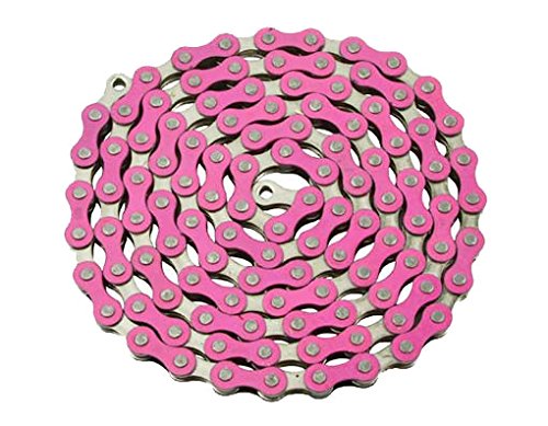 Alta YBN Bicycle Chain Twotone, (Single-Speed, 1/2 x 1/8-Inch, 112L) Multiple Colors (Pink/Chrome)
