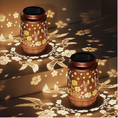 Image of Solar Hummingbird Lantern for Garden Decor | IP65 Waterproof Hanging Solar Light Outdoor | Metal Lantern with Warm LED | Auto On Off Balcony Patio Pathway Light (2)