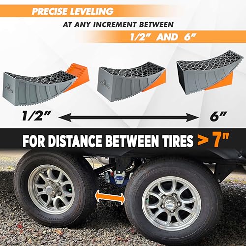 Image of CARMTEK Camper Leveler 1-Pack Set | 6 Inch RV Levelers for Travel Trailers with Wide-Spread Dual Axles | Faster RV Leveling System Than RV Leveling Blocks | RV Accessories