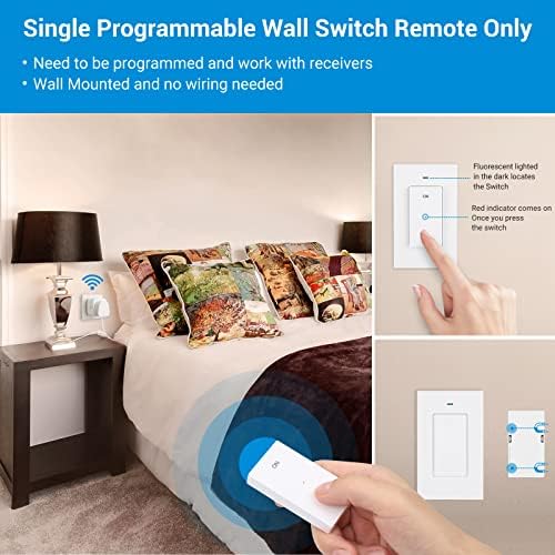 DEWENWILS Remote Control Sockets, 13A/3120W Heavy Duty Wireless Light Switch with Magnet, Remote Control Plug, 30M/100FT Long Range, Programmable and Expandable, UKCA Listed, 1 Socket and 1 Remote