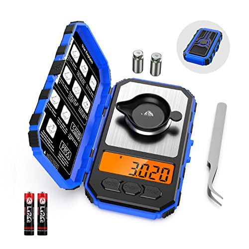 Keekit Digital Pocket Scale, 50G 0.001G Professional Milligram Scale, Portable Postal Scale With 20G Calibration Weight, Lcd Backlit Display For Food, Tablets, Jewelry, Blue #TOP9