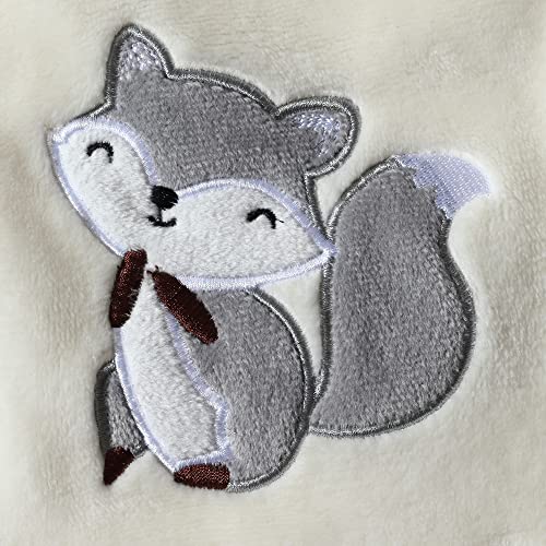 Image of CREVENT 2Pcs 75cmX100cm Cute Cozy Fluffy Warm Baby Blankets for Infants Toddlers' Bedding Crib Cot Stroller - Grey Cloud + Fox