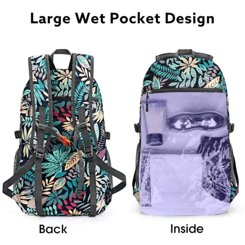 Image of G4Free 40L Lightweight Packable Hiking Backpack, Waterproof Travel Daypack | Water-Resistant Polyamide, Size: 18.9*12.9*9.4inch(L*W*H), 100% Waterproof Wet Pocket, Travel, Climbing, swimming