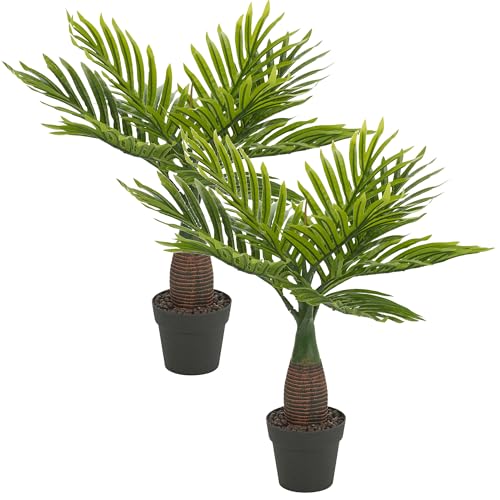 URBNLIVING 2x Artificial Feather Leaf Palm Tree Pots