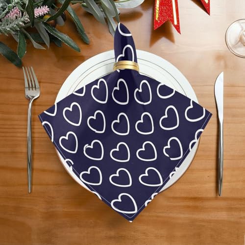 Servilletas de Tela Set de 6 20x20in Blanco Azul Navy miniatura 3