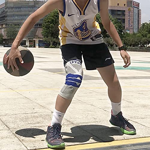 Miniatura 9 de Rodillera de compresión con resorte lateral y rodillera de silicona, estabilizador de rótula para artritis, correr, baloncesto, gimnasio