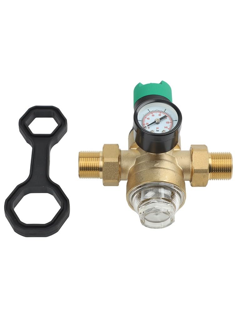 Riduttore di pressione dell'acqua in ottone con manometro e filtro, 1 2 3 4 pollici DN15 DN20, per ingresso max 16 bar, filtrazione integrata idraulica domestica