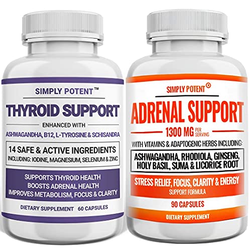 Thyroid Support + Adrenal Support Supplements Bundle #TOP30