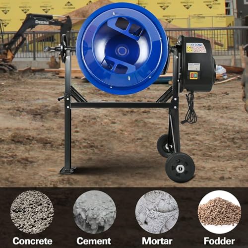 BILT HARD Electric Cement Mixer, 4 Cubic Ft. 550W Portable Concrete Mixer Machine, Wheelbarrow Cement Mixing Tools for Stucco