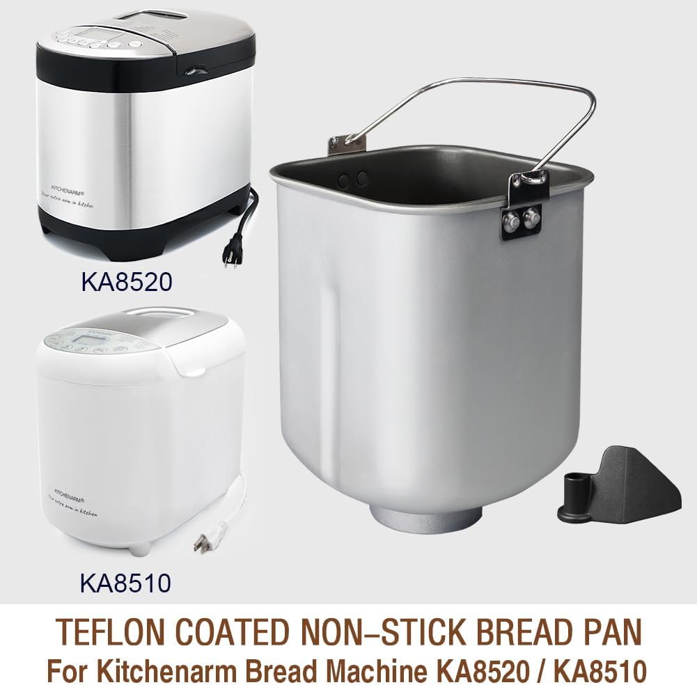 KITCHENARM Non-Stick Bread Pan With Kneading Paddle For Kitchen Arm 2LB Vertical Bread Maker KA8520 KA8510 Teflon Coated - Custom Replacement Parts Fit ONLY Certain Vertical 2LB Bread Machines