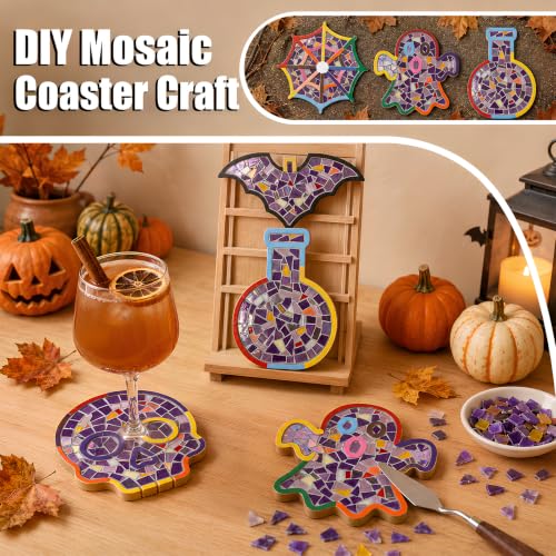 6 PCS Halloween Coasters, Mixed Color DIY Glass Mosaic Tiles for Crafts - image 5