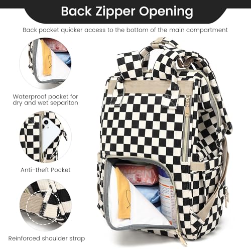 Image of GAIVP Baby Diaper Bag Backpack for Mom, Large Capacity Travel Nappy Bag for Boys & Girls with Stroller Straps,Insulated Pockets (Corduroy Checkered Black)