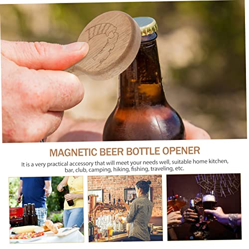 Ifundom 2Pcs Lid Bottle Openers Wine Manual Grandpa Decoration Magnetic Refrigerator Wooden Gifts Outdoor For Kitchen Retirement Indoor Sticker Fridge Bartender Gadget Picnic Freezer #TOP6