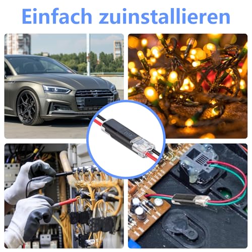50 Stk Kabel Steckverbinder 2 Polig Klein, 2-Polig Stecker 2 Poliger Stecker, Steckverbindung Steckverbinder 18-22 AWG, Steckbarer Schneller Kabelstecker für Auto KFZ LKW Kabelverbinder Verbindungen