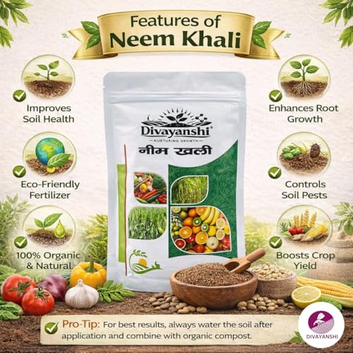 Image of Divayanshi Neem Khali Fertilizer | Organic Neem Cake Powder for Plants | Natural Pest Control, Soil Conditioner & Growth Booster | For Garden, Pots & All Plants-500 gm