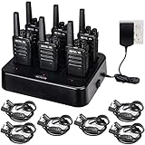 Retevis RT68 Walkie Talkies with Earpiece, Portable FRS Two-Way Radios Rechargeable, with 6 Way Multi Unit Charger, Hands Free, Long Range, Rugged 2 Way Radios 6 Pack for Adults School Manufacturing