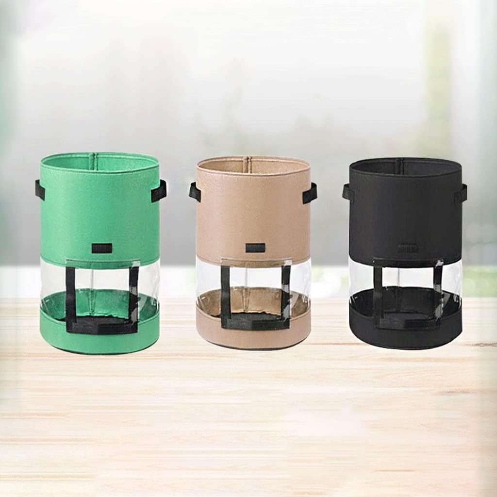 Aeration Fabric Pots Non-Woven Grow Bag Transparent Visual Seedling Bag with Handle Suitable for Vegetable Flower Planting Tree Plant Grow Bag Grow Bags (Color : Black, Size : 30 * 35cm)