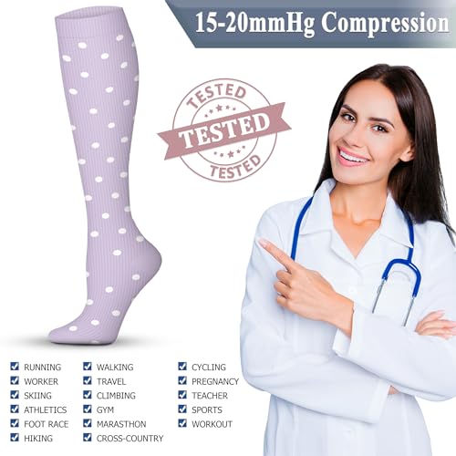 Image of QUXIANG Copper Compression Socks for Women & Men Circulation (8 Pairs) - Best for Running Athletic Cycling - 15-20 mmHg