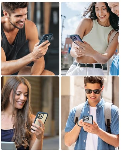 Image of Miracase Glass Series for iPhone 15 Pro Max Case 6.7 Inch, Full-Body Drop Proof Phone Case for iPhone 15 Pro Max with Built-in 9H Tempered Glass Screen Protector + Camera Protector, Storm Blue