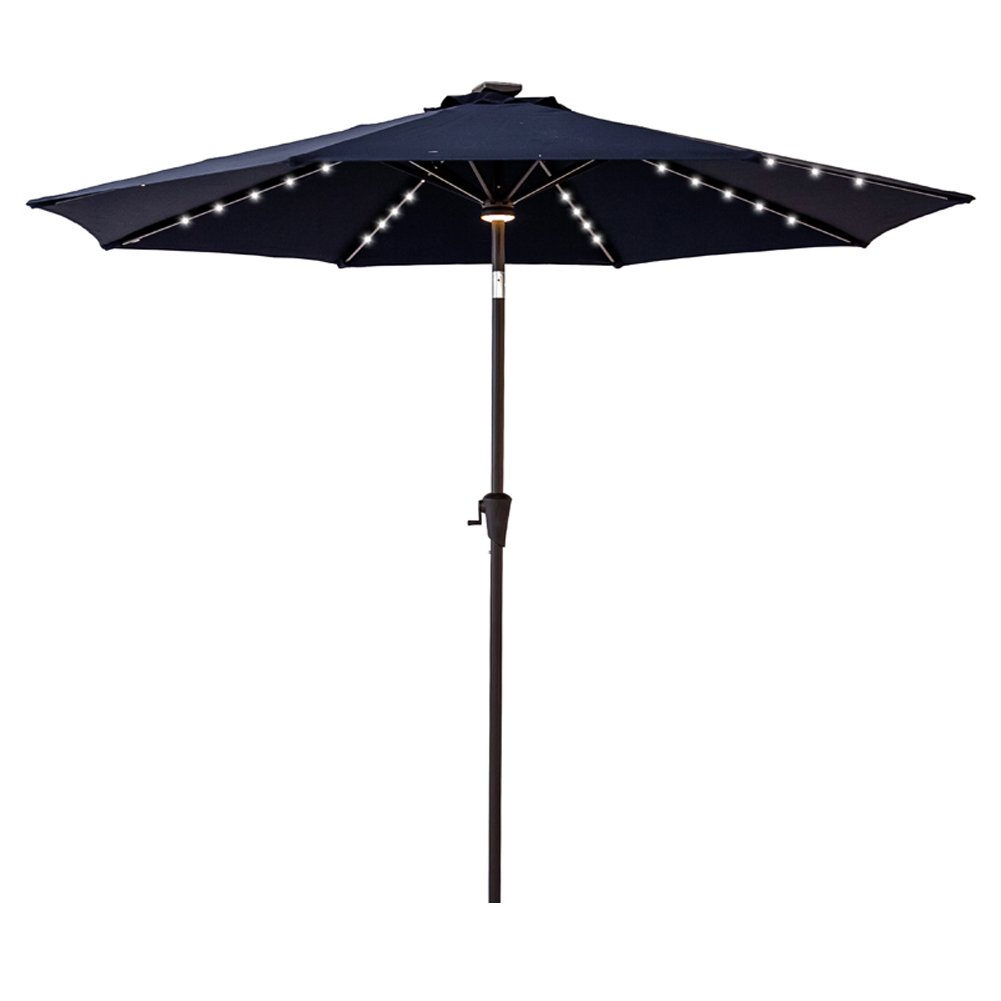 Flame Shade 9 Ft Outdoor Patio Umbrella With Solar Led Lights And Tilt Navy Blue Buy Online In Botswana Missing Category Value Products In Botswana See Prices Reviews And